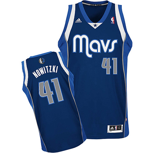 NBA Dallas Mavericks 41 Dirk Nowitzki New Revolution 30 Swingman Alternate Blue Jersey